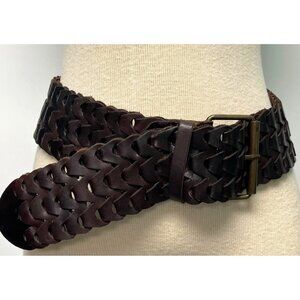 Dairi Moroccan Brown Hand Crafted 2.5" Brown Braided Leather Belt b321